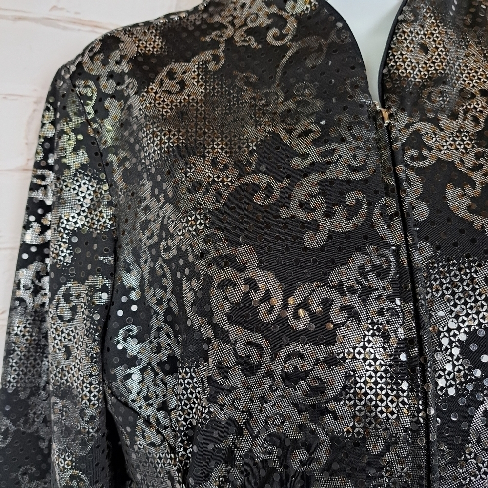Joseph Ribkoff Artsy Geometric Sequined Ruched Jacket - Picture 2 of 11